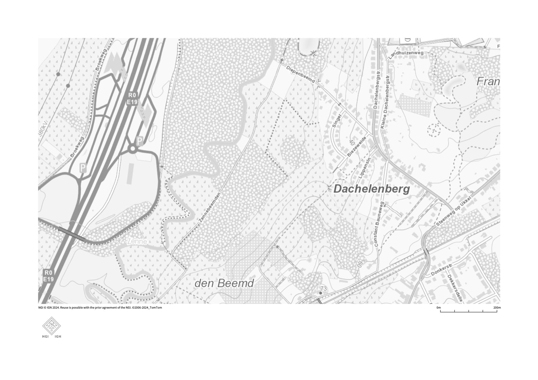 Printed NGI topographic field map for the northern half of the study area.